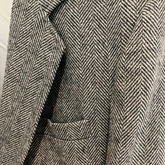 Vintage Hagger Gray Harringbone Sport Coat Leather Button Patch Pocket 42 L - Picture 13 of 16